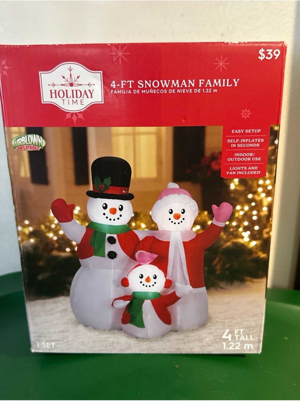 Holiday Time Inflatable Snowman Family - White, Red, Green, Black